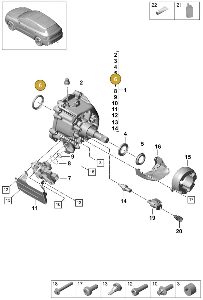9Y0321199B — Porsche Cayenne (2017-2023) diagram p51305000, position 6