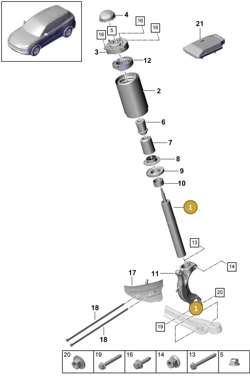 9Y0413031E — Porsche Cayenne (2017-2023) diagram p51402000, position 1