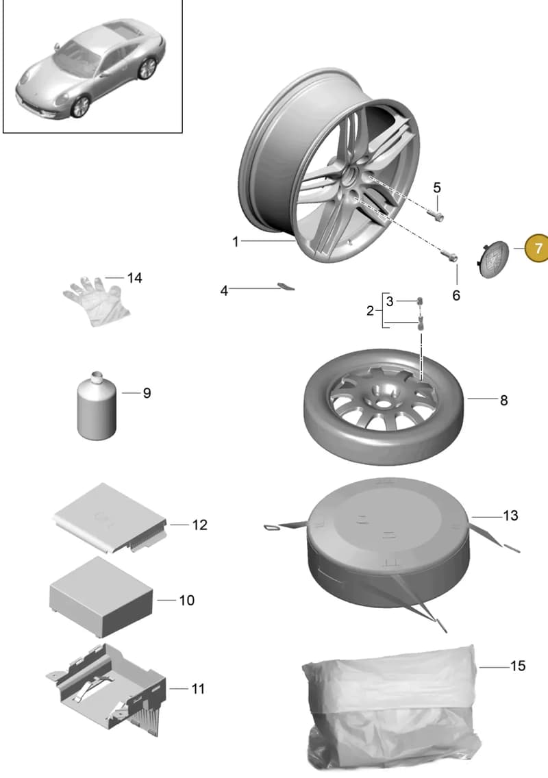 9Y0601149A — Porsche 991 Carrera 4 (2011-2016) diagram p38601000, position 7