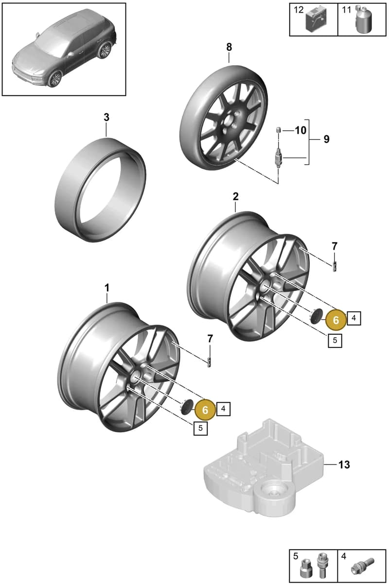 9Y0601150A — Porsche Cayenne (2017-2023) diagram p51601000, position 6