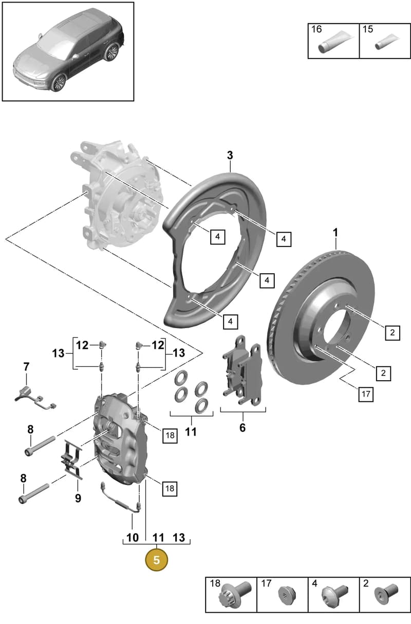 9Y0615424AJ — Porsche Cayenne (2017-2023) diagram p51603015, position 5