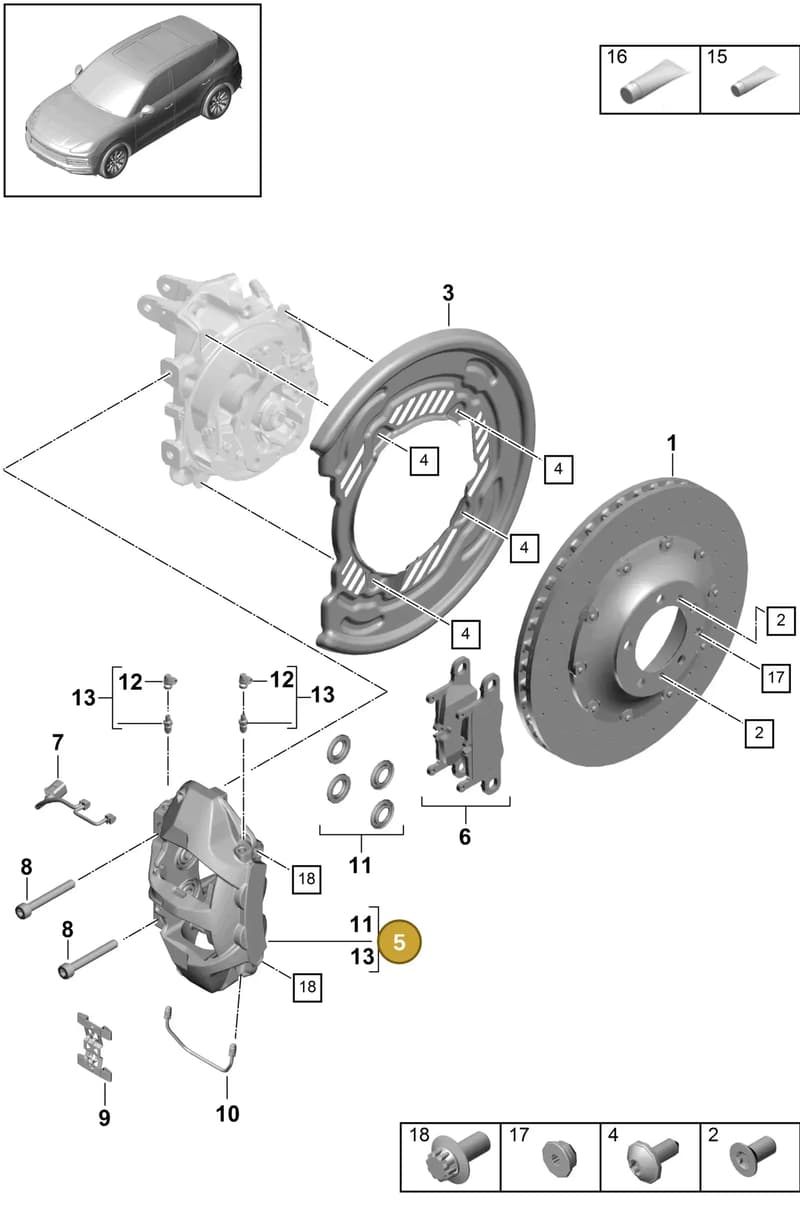 9Y0615424AK — Porsche Cayenne (2017-2023) diagram p51603020, position 5