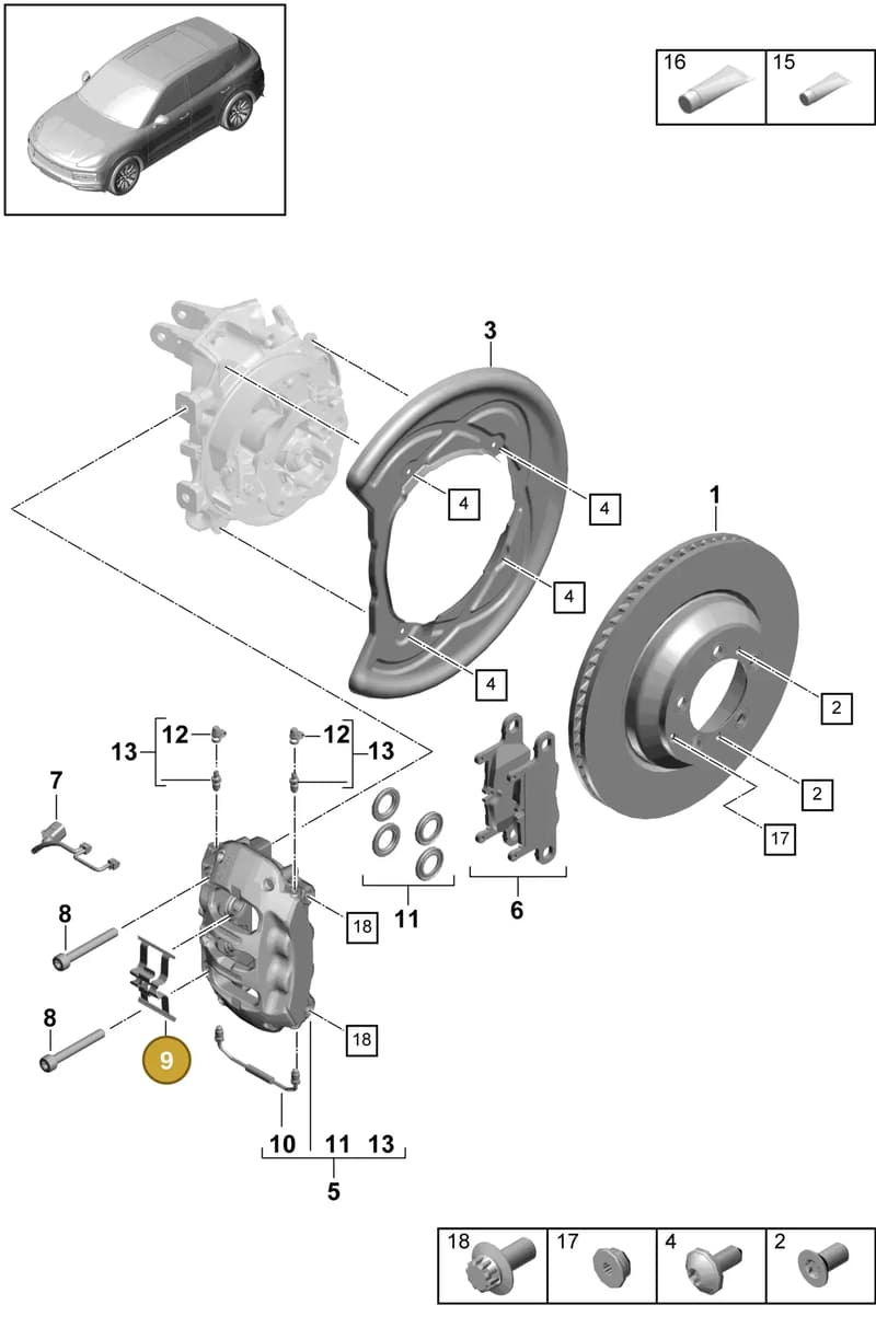 9Y0698269A — Porsche Cayenne (2017-2023) diagram p51603015, position 9