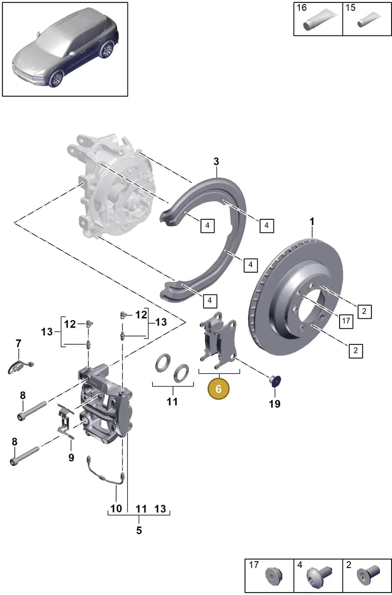 9Y0698451AE — Porsche Cayenne (2017-2023) diagram p51603000, position 6