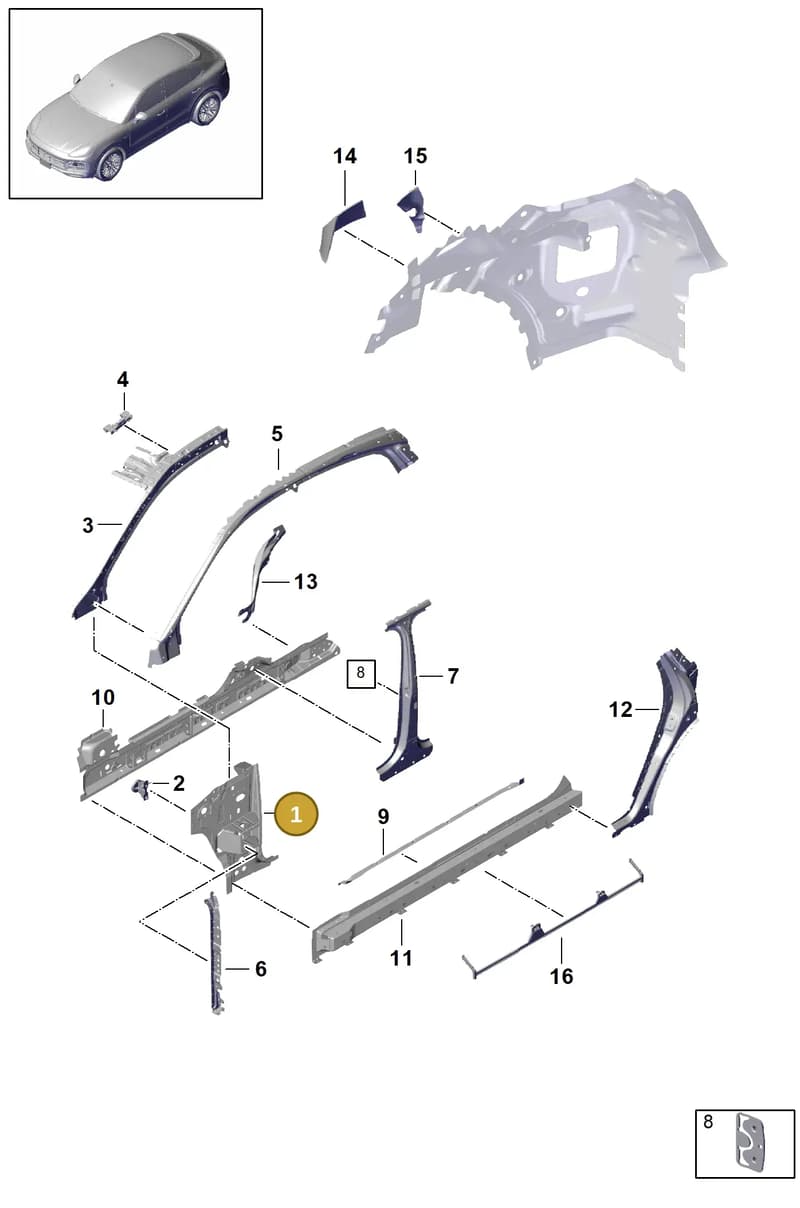 9Y0802123YGRV — Porsche Cayenne (2017-2023) diagram p51801056, position 1