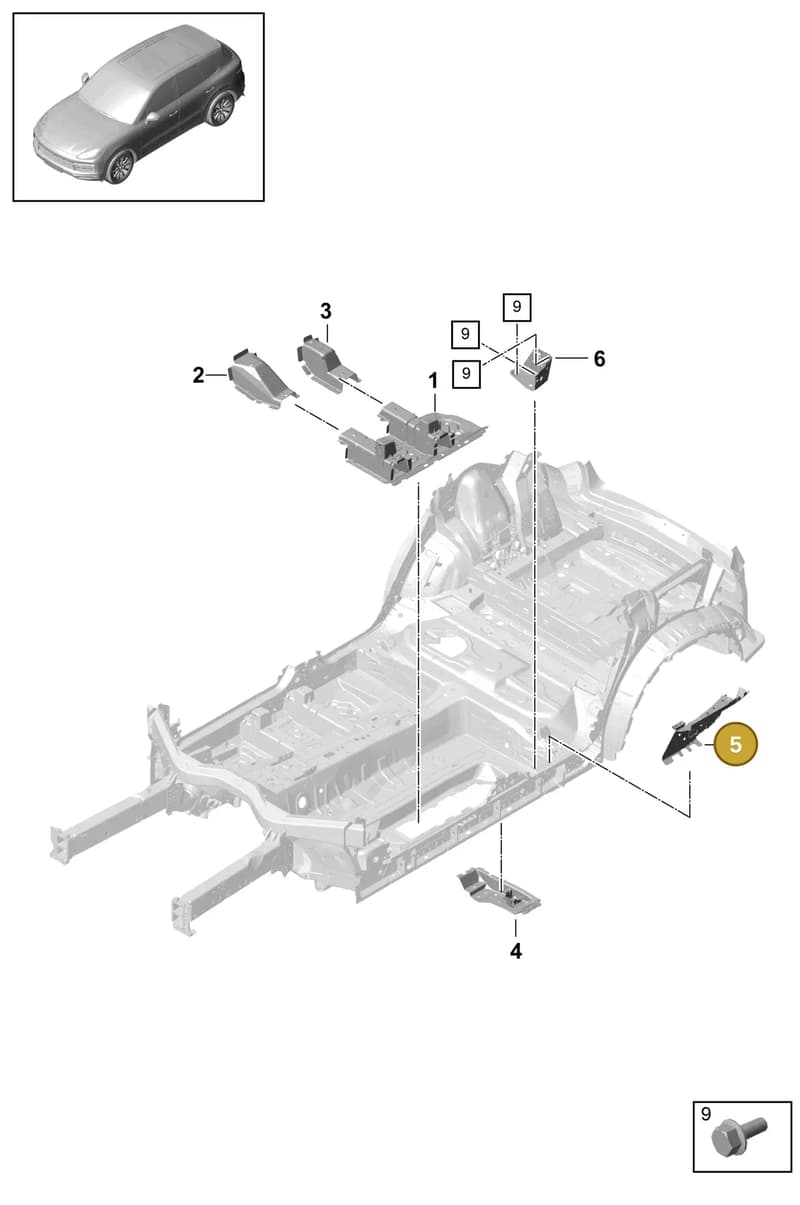 9Y0802307YGRV — Porsche Cayenne (2017-2023) diagram p51801020, position 5