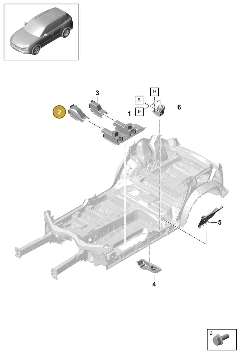 9Y0803033Y — Porsche Cayenne (2017-2023) diagram p51801020, position 2