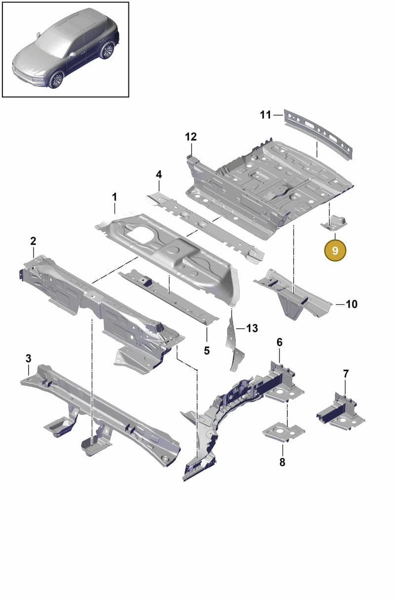 9Y0803347YGRV — Porsche Cayenne (2017-2023) diagram p51801030, position 9