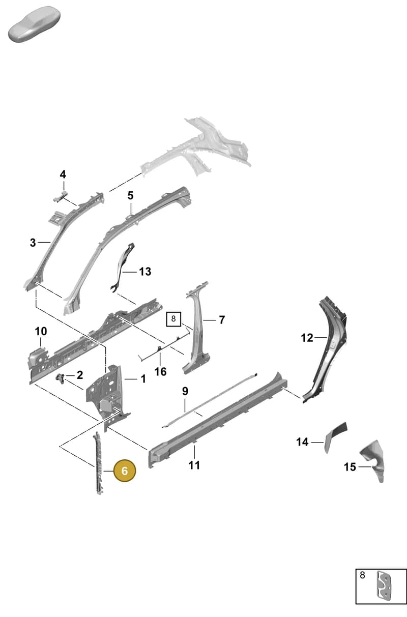 9Y0803416CYGRV — Porsche Cayenne Hybrid Coupe (2023-) diagram p60801500, position 6