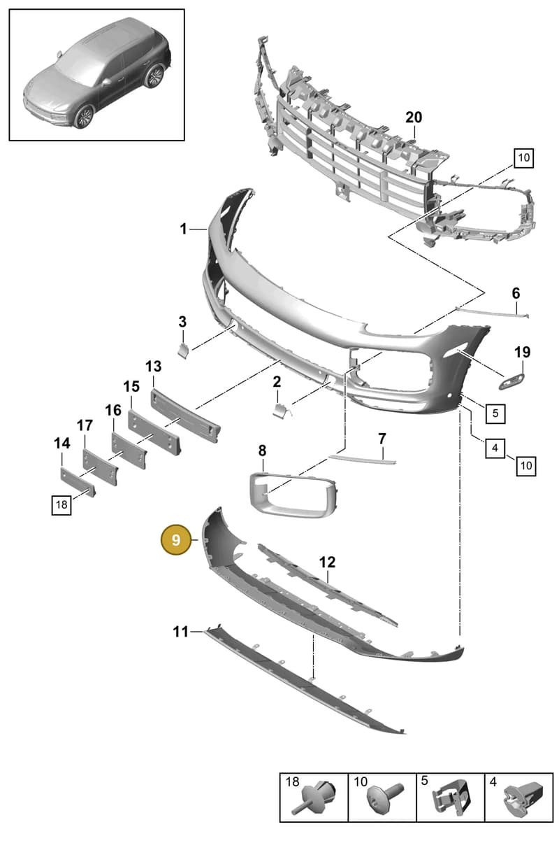 9Y0807061COK1 — Porsche Cayenne (2017-2023) diagram p51802010, position 9