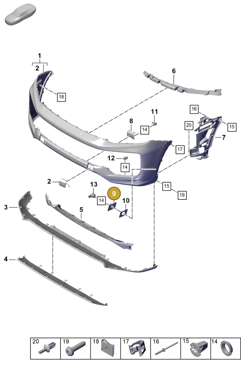 9Y0807115DG2X — Porsche Cayenne Coupe (2023-2023) diagram p60802010, position 9