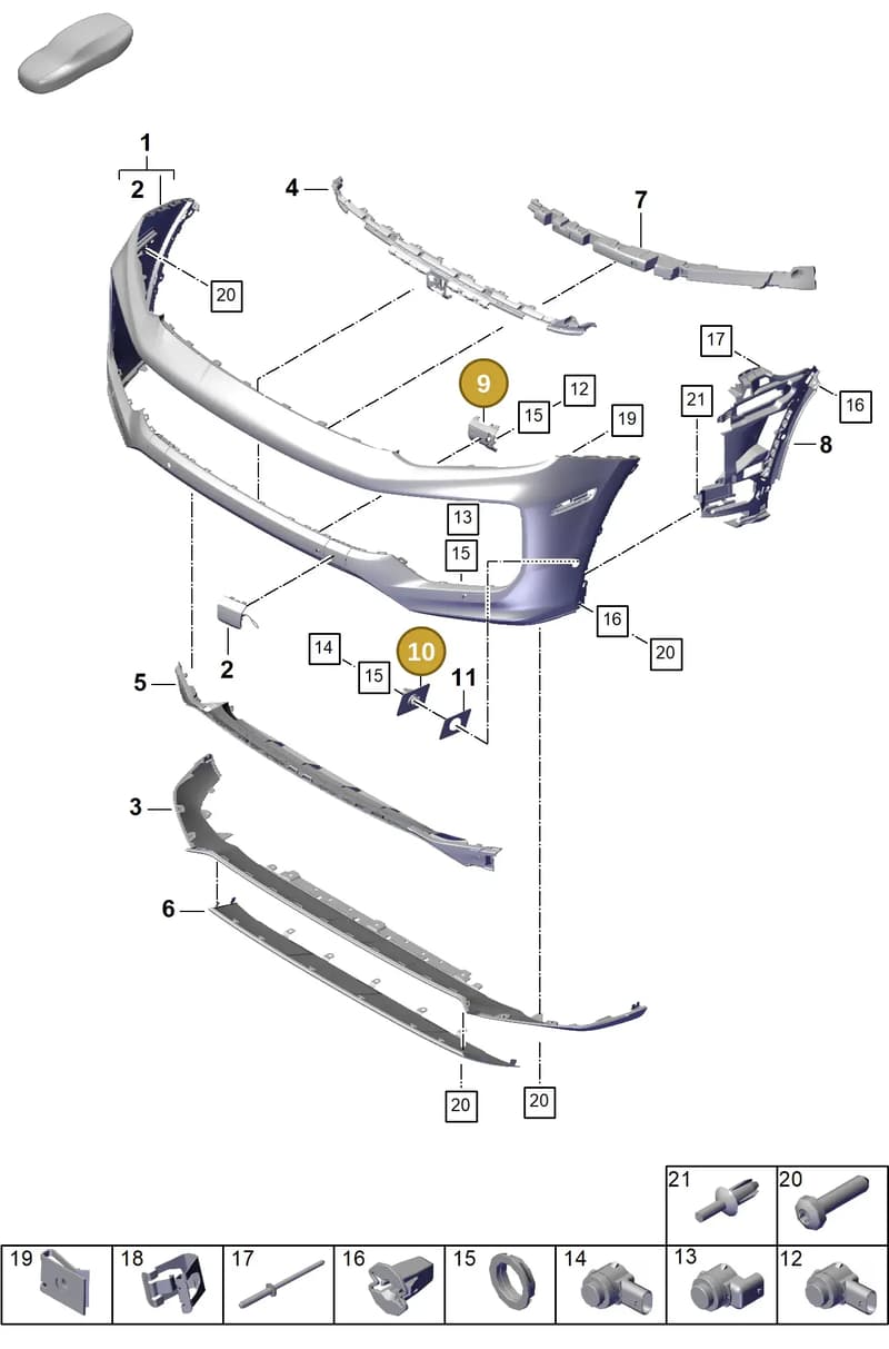 9Y0807116DG2X — Porsche Cayenne Coupe (2023-2023) diagram p60802040, position 9+10
