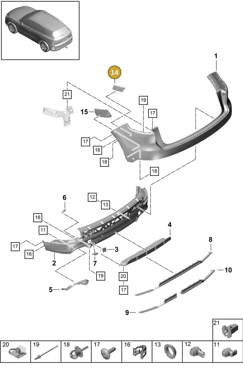 9Y0807248 — Porsche Cayenne (2017-2023) diagram p51802510, position 14