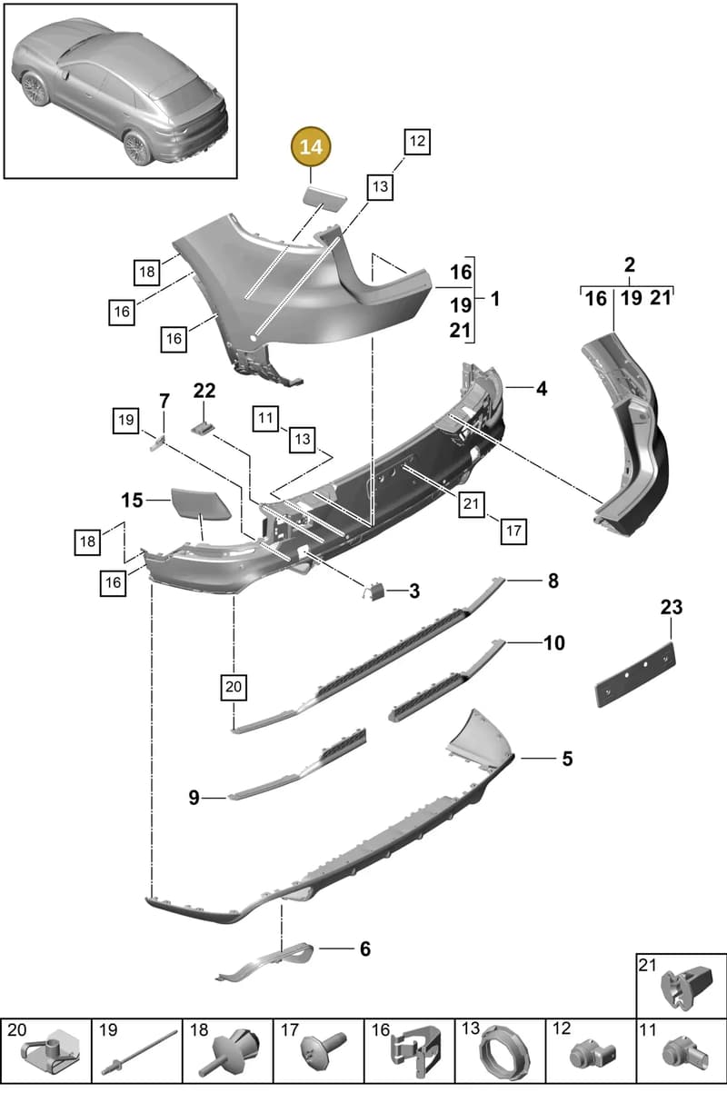 9Y0807248 — Porsche Cayenne (2017-2023) diagram p51802630, position 14