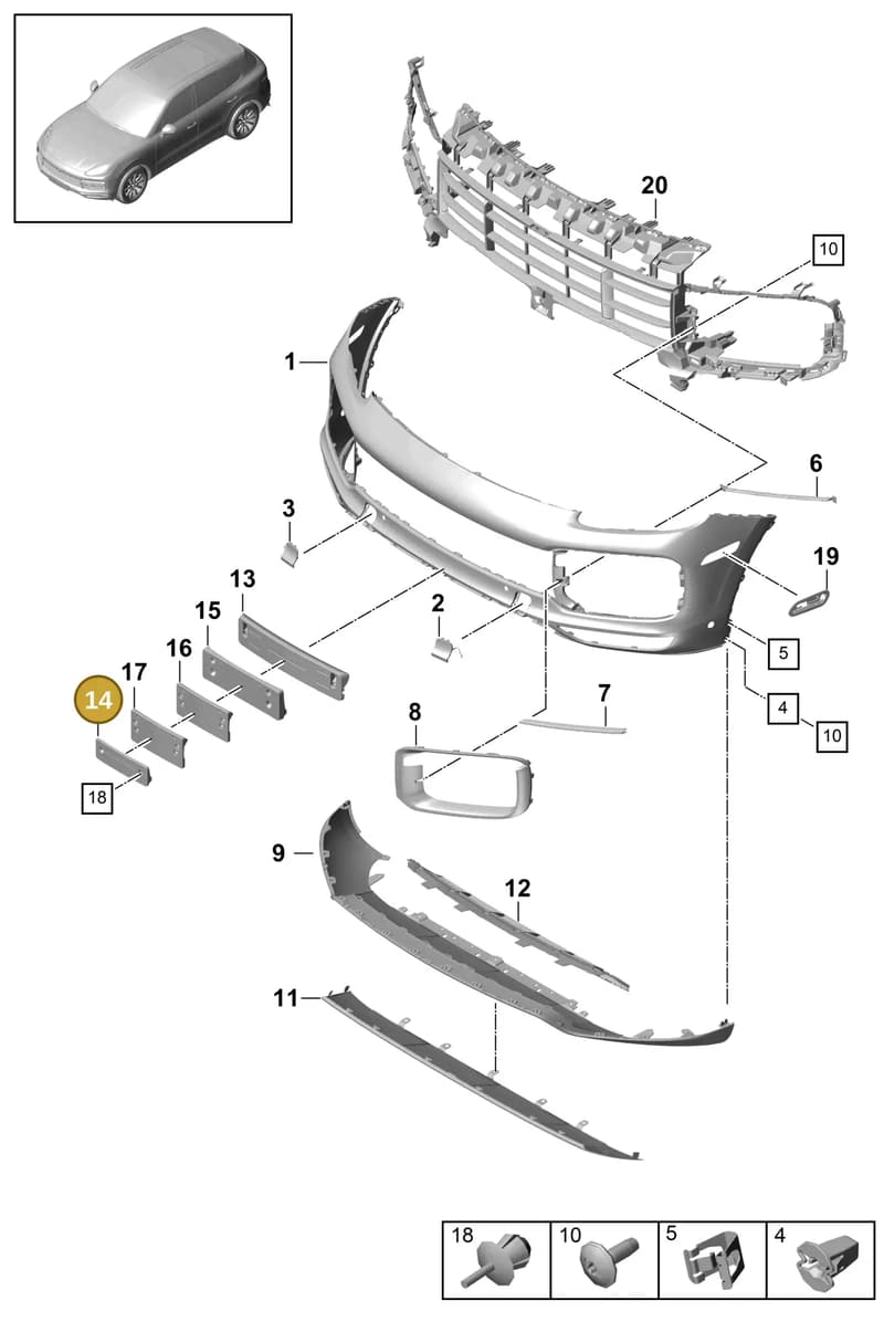 9Y0807287JOK1 — Porsche Cayenne (2017-2023) diagram p51802010, position 14