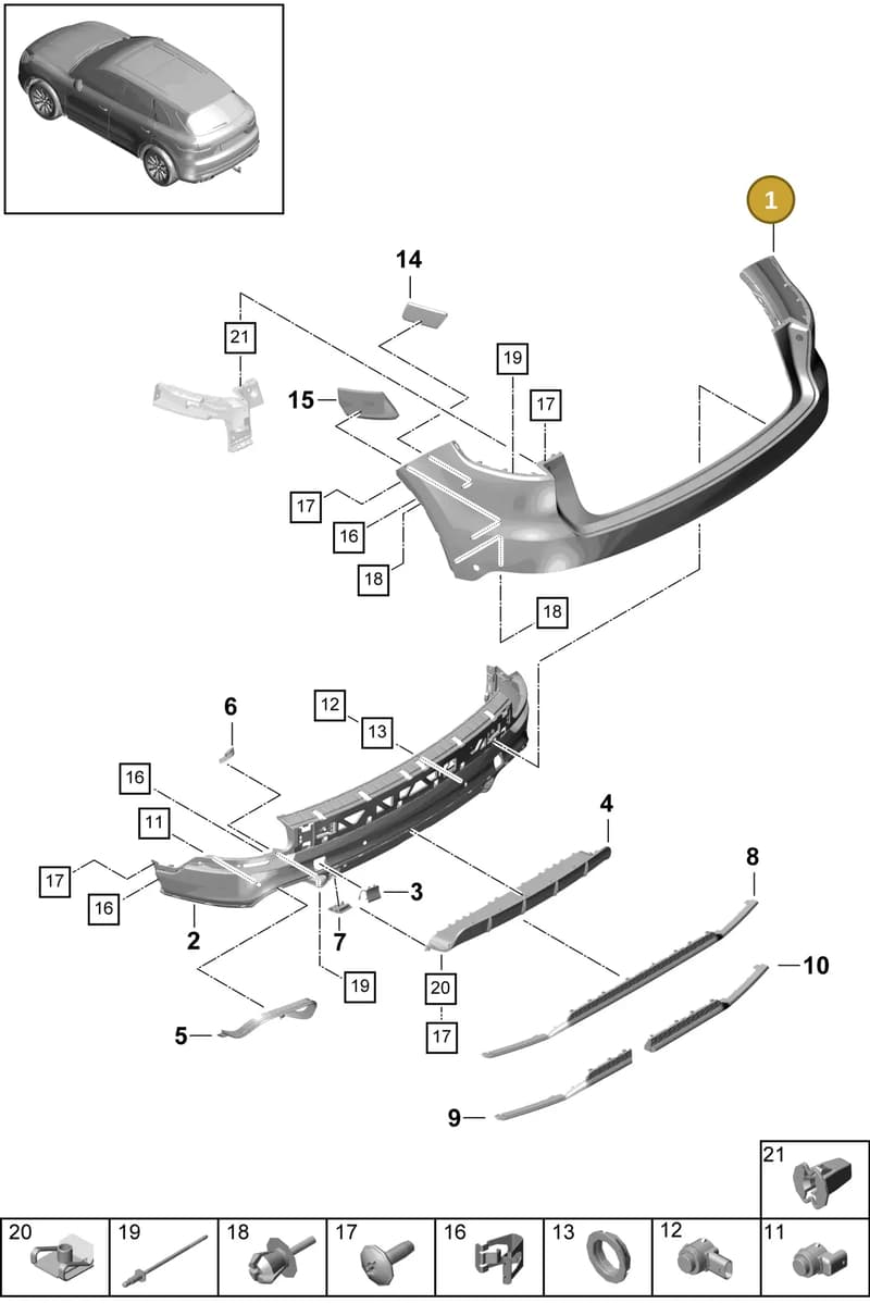 9Y0807417GG2X — Porsche Cayenne (2017-2023) diagram p51802520, position 1