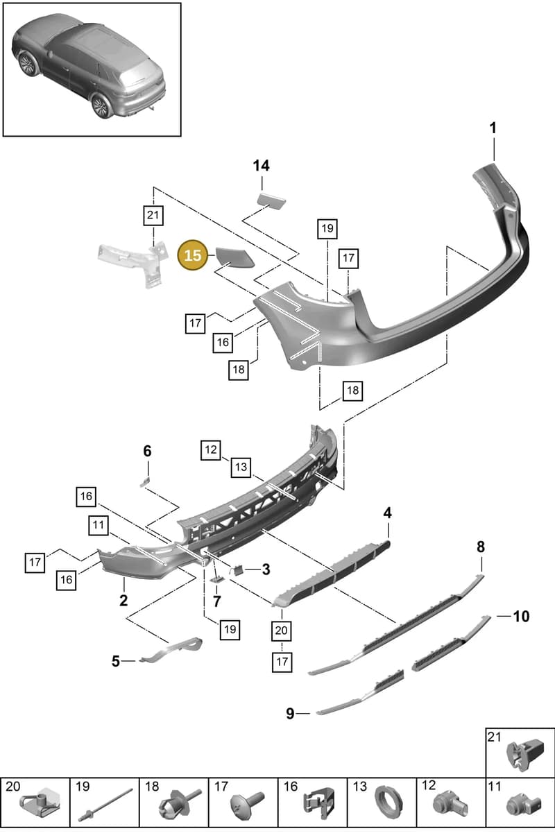 9Y0807573 — Porsche Cayenne (2017-2023) diagram p51802510, position 15