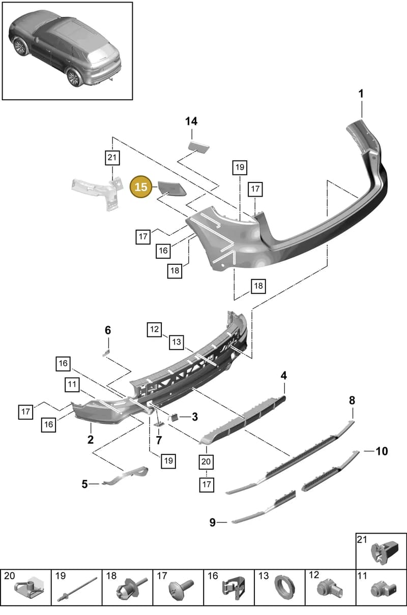 9Y0807573 — Porsche Cayenne (2017-2023) diagram p51802520, position 15