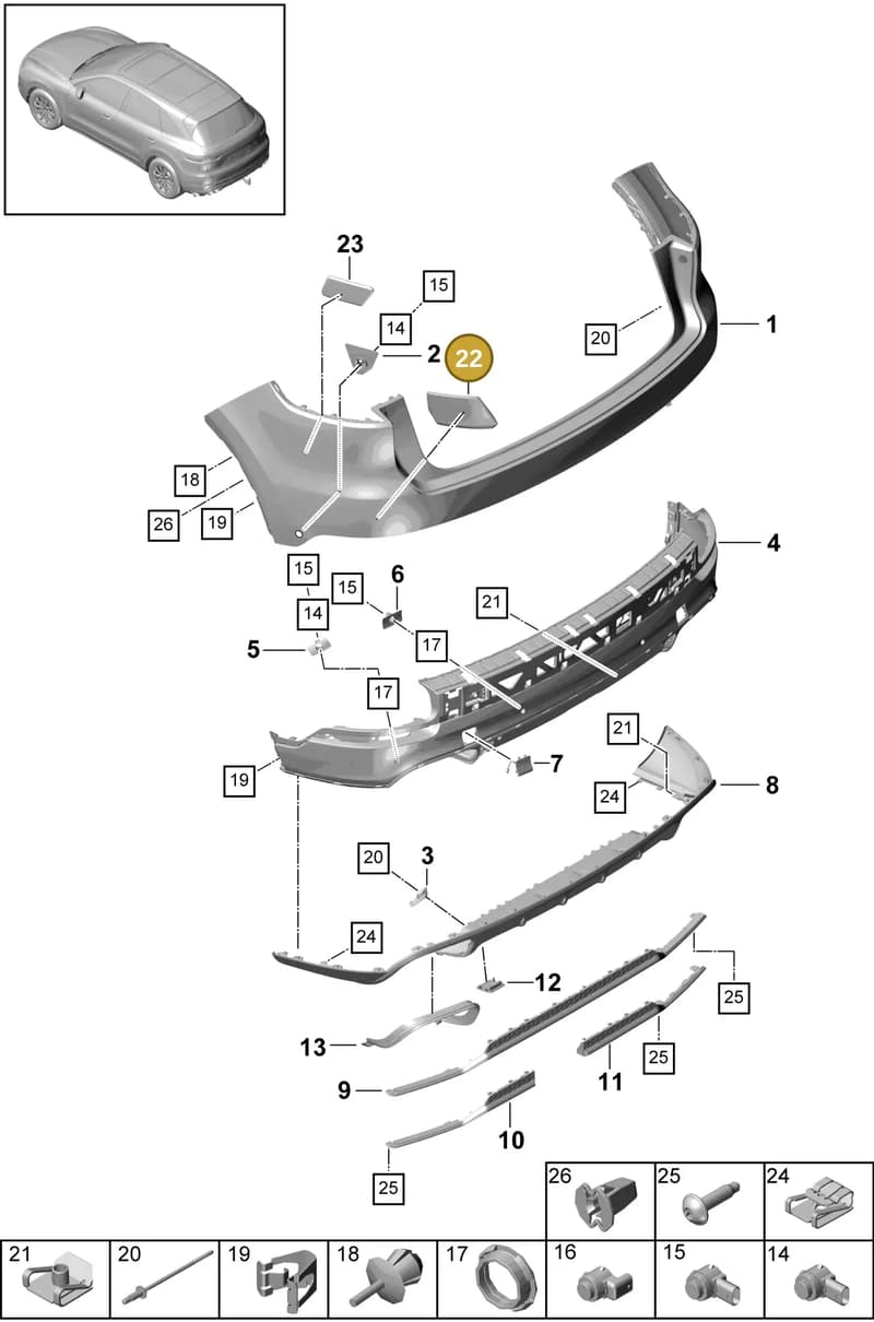 9Y0807573 — Porsche Cayenne (2017-2023) diagram p51802530, position 22