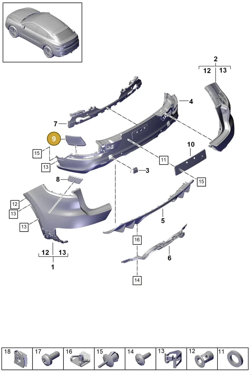 9Y0807573 — Porsche Cayenne (2017-2023) diagram p51802620, position 9
