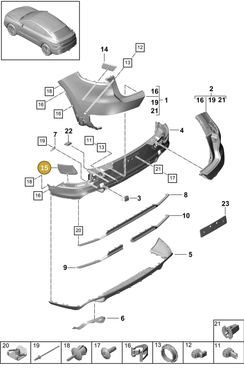 9Y0807573 — Porsche Cayenne (2017-2023) diagram p51802630, position 15