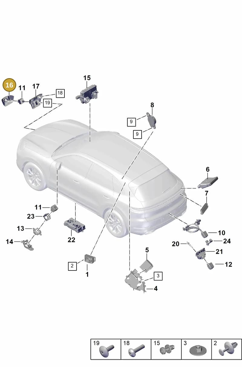 9Y0807644BOK1 — Porsche Cayenne Coupe (2023-2023) diagram p60901100, position 16