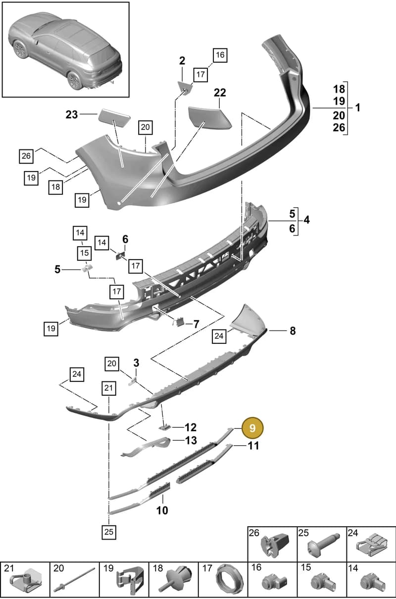 9Y0807649AOK1 — Porsche Cayenne (2017-2023) diagram p51802500, position 9
