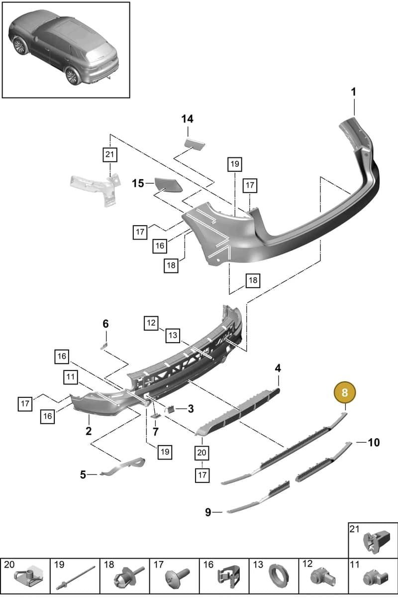9Y0807649AOK1 — Porsche Cayenne (2017-2023) diagram p51802510, position 8