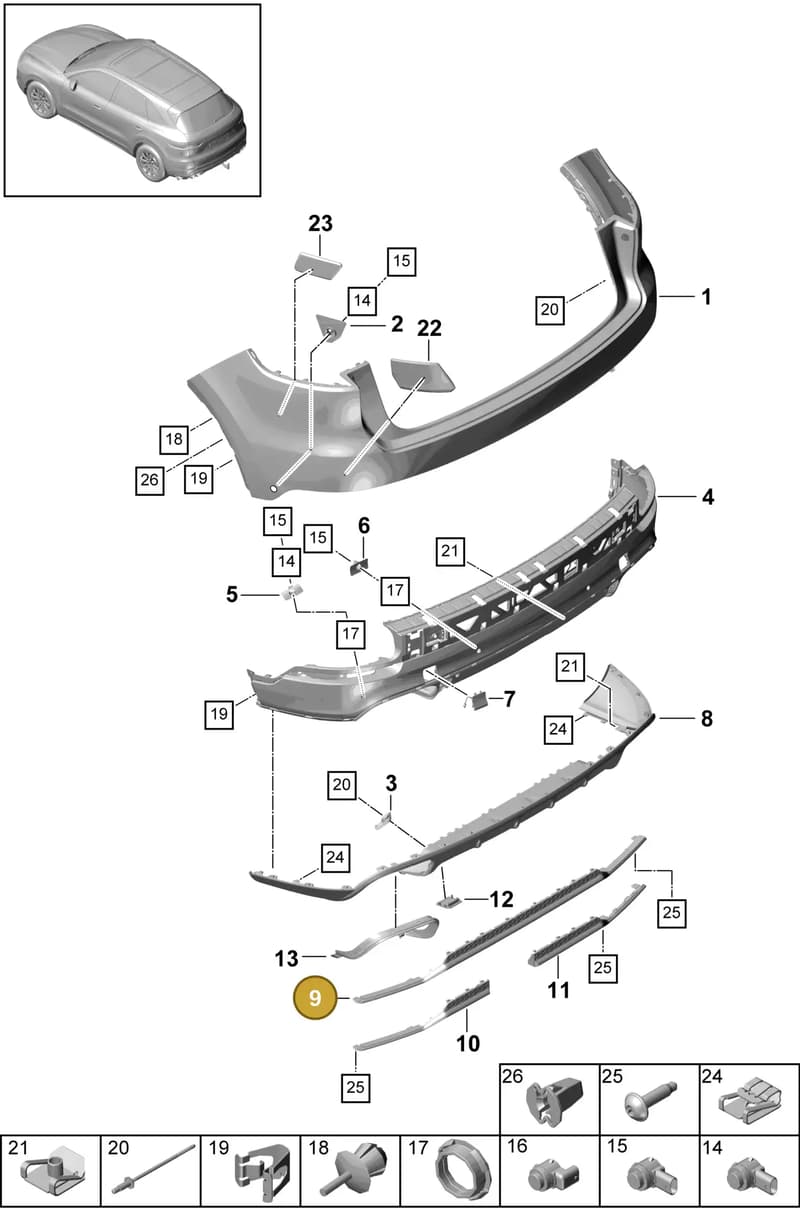 9Y0807649AOK1 — Porsche Cayenne (2017-2023) diagram p51802530, position 9