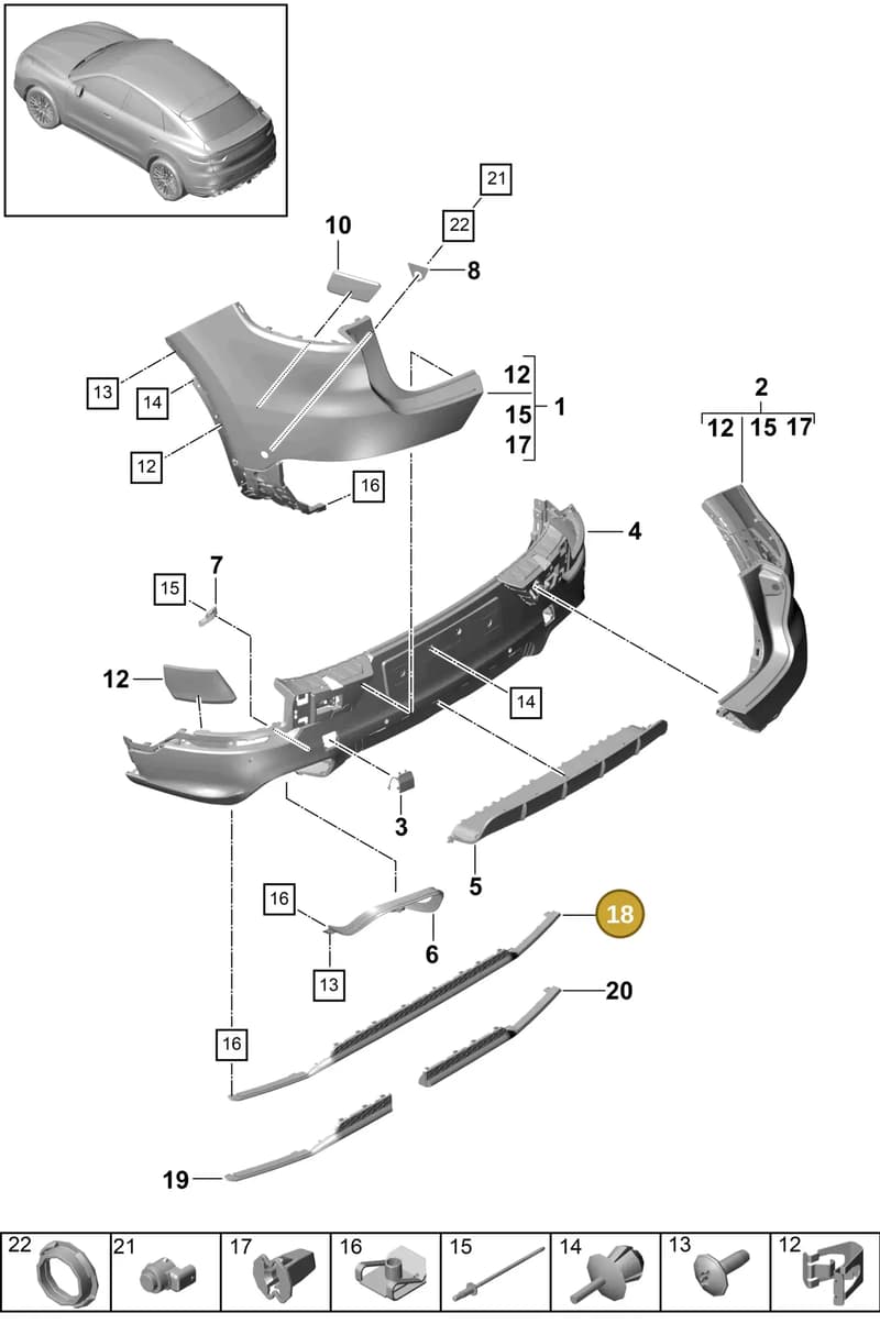 9Y0807649AOK1 — Porsche Cayenne (2017-2023) diagram p51802610, position 18