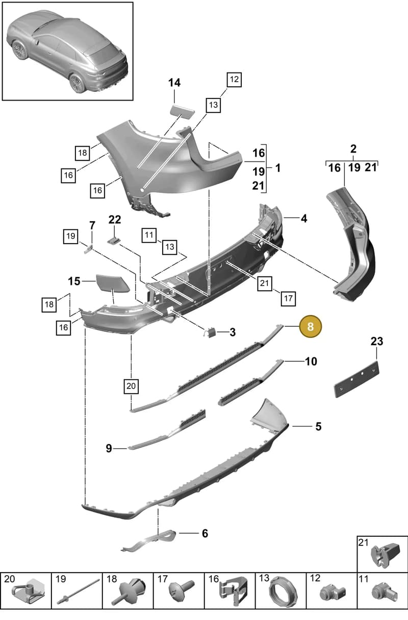 9Y0807649AOK1 — Porsche Cayenne (2017-2023) diagram p51802630, position 8