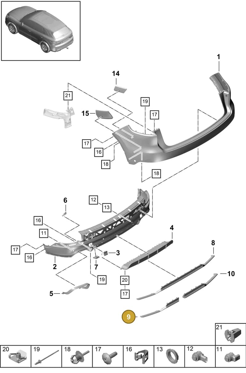 9Y0807649BOK1 — Porsche Cayenne (2017-2023) diagram p51802510, position 9