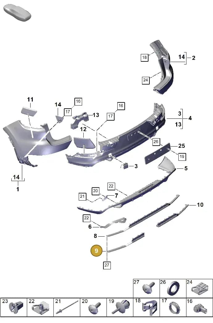 9Y0807649BOK1 — Porsche Cayenne Hybrid Coupe (2023-) diagram p60802500, position 9