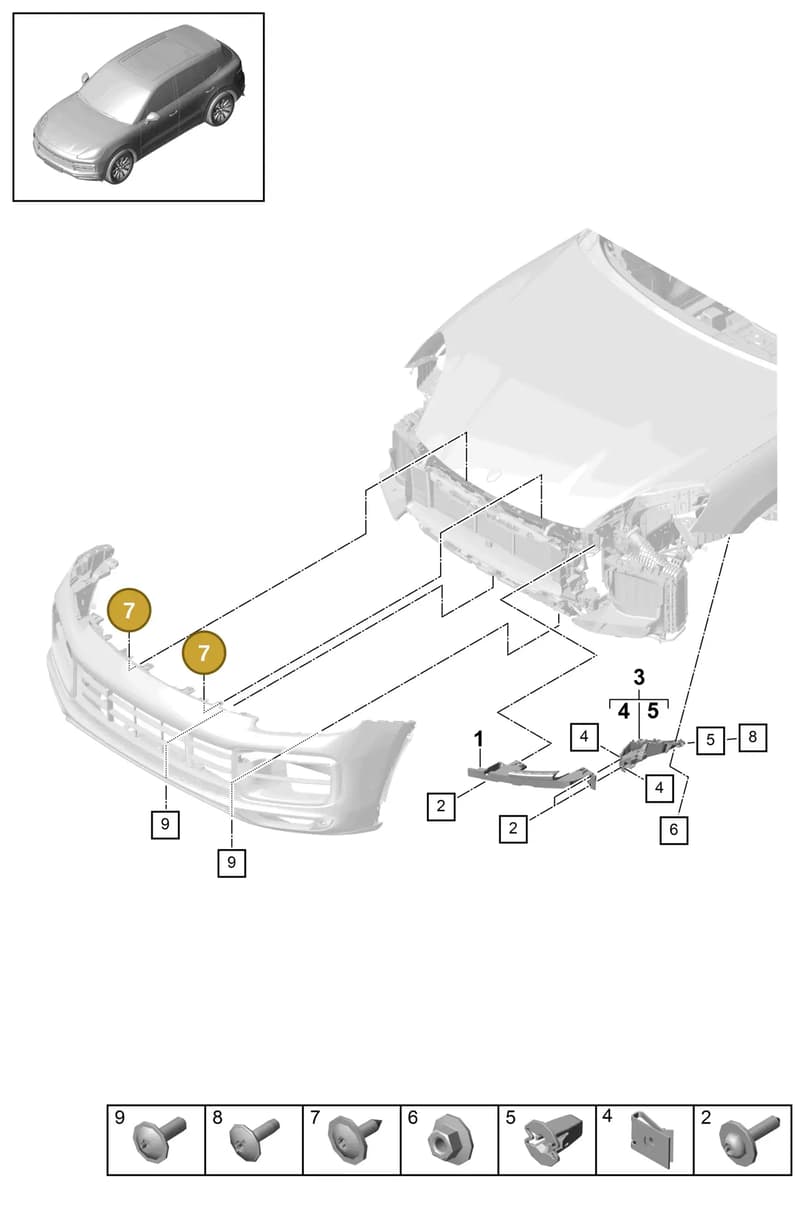 9Y0807665D — Porsche Cayenne (2017-2023) diagram p51802030, position 7