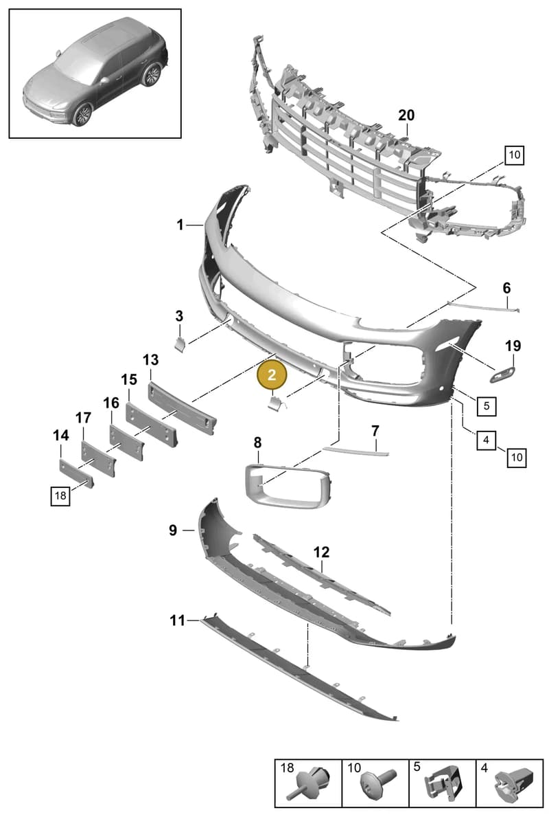 9Y0807675AOK1 — Porsche Cayenne (2017-2023) diagram p51802010, position 2