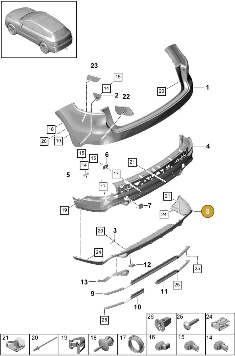 9Y0807834AKOK1 — Porsche Cayenne (2017-2023) diagram p51802530, position 8