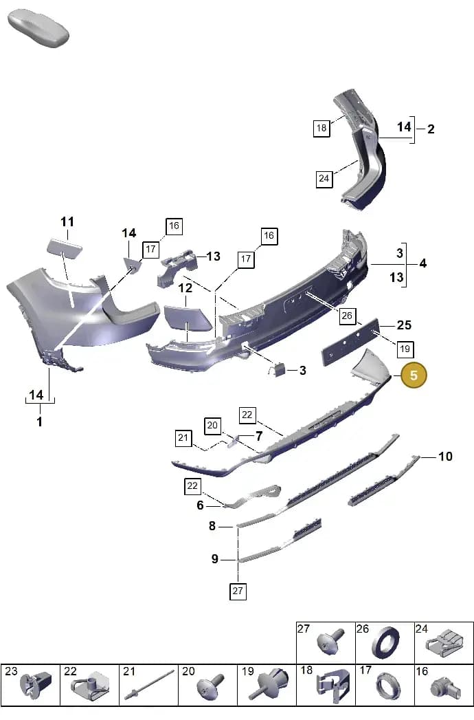 9Y0807834API44 — Porsche Cayenne Coupe (2023-2023) diagram p60802500, position 5
