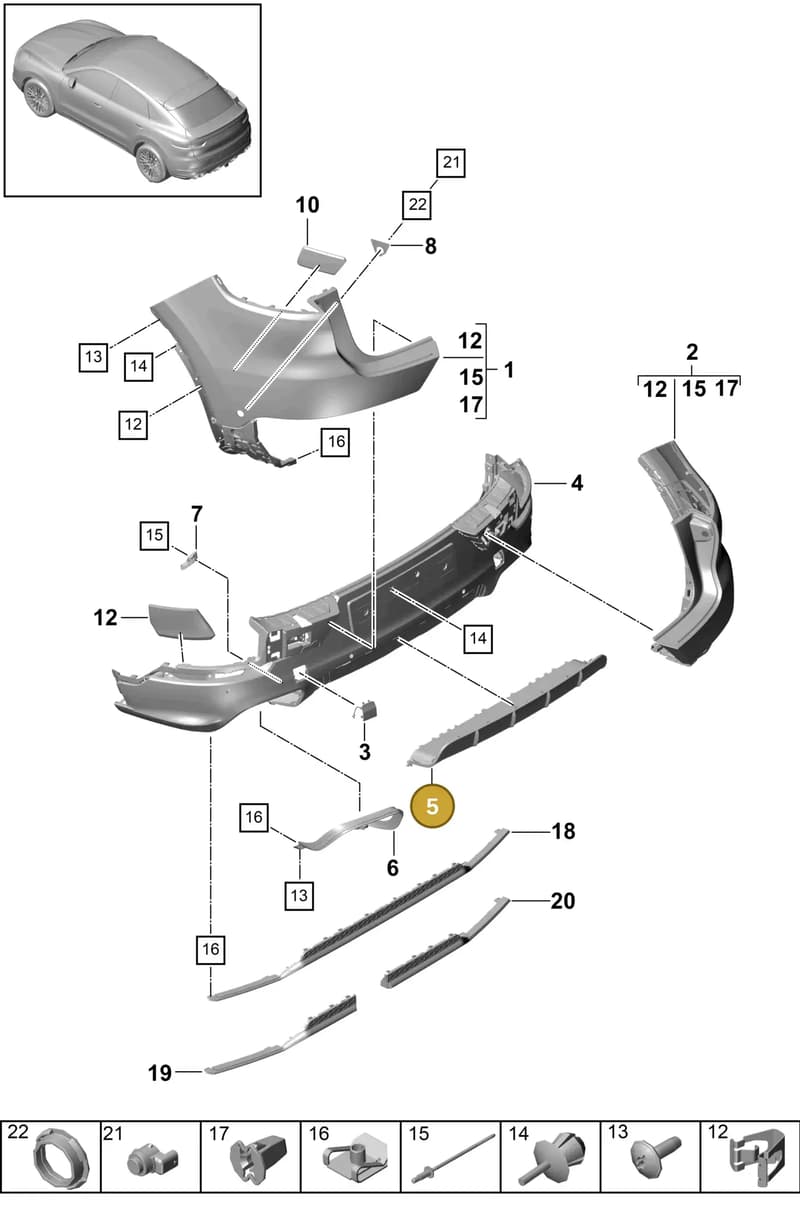 9Y0807834NO3G — Porsche Cayenne (2017-2023) diagram p51802610, position 5