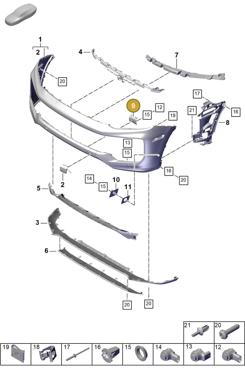 9Y0807957FOK1 — Porsche Cayenne Coupe (2023-2023) diagram p60802040, position 9