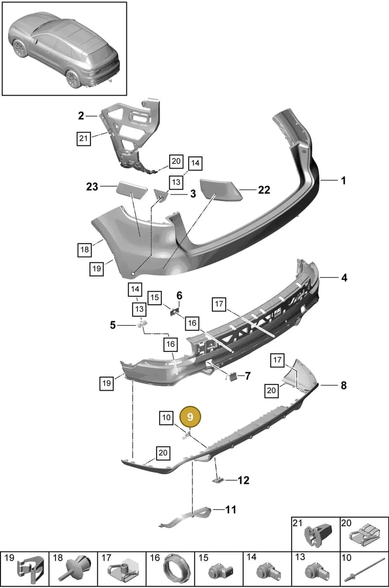 9Y0807957HOK1 — Porsche Cayenne (2017-2023) diagram p51802060, position 9