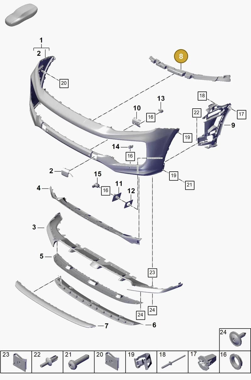 9Y0807960COK1 — Porsche Cayenne Coupe (2023-2023) diagram p60802020, position 8