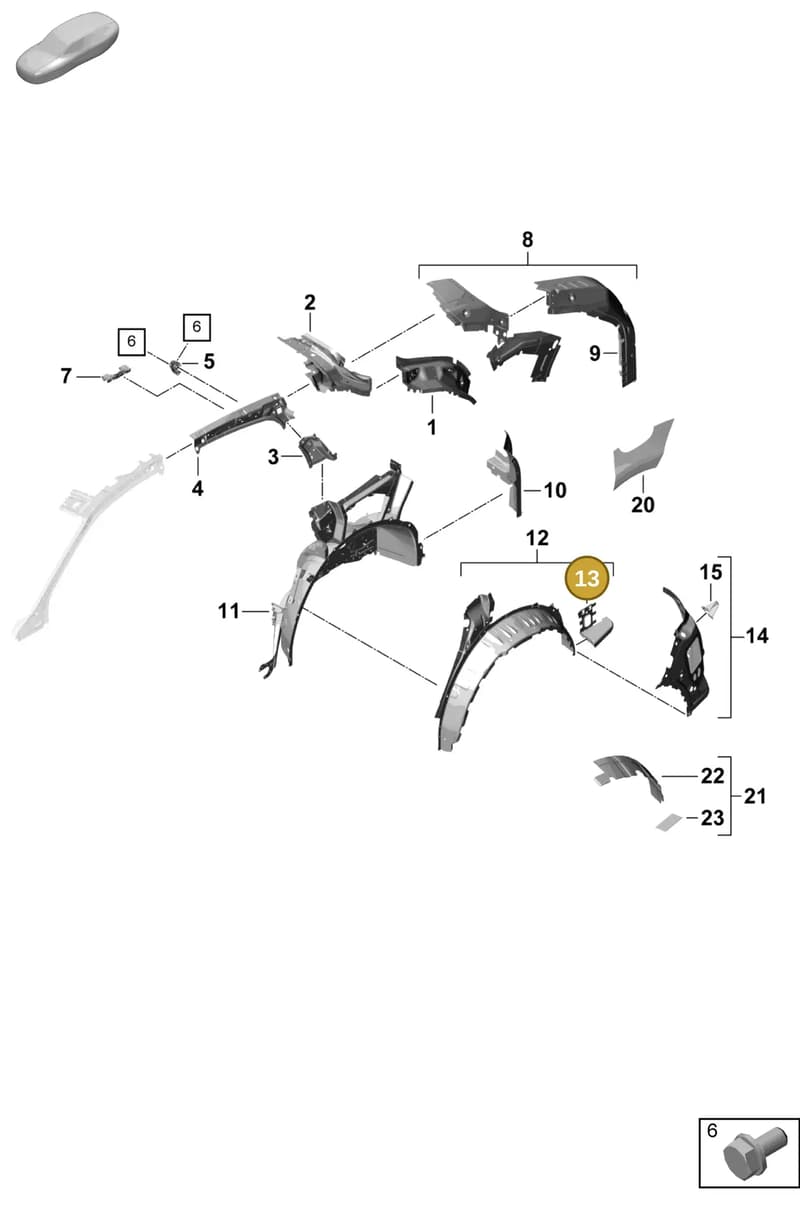 9Y0809347YGRV — Porsche Cayenne Hybrid Coupe (2023-) diagram p60801540, position 13