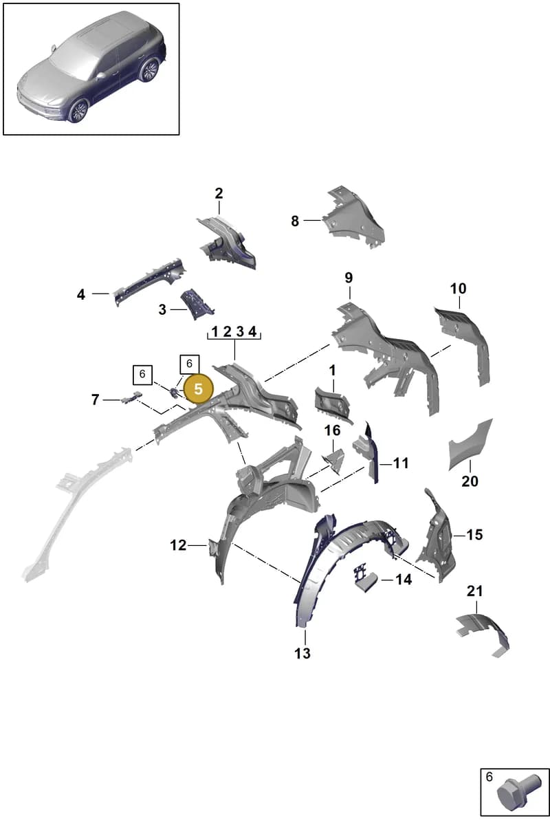 9Y0809485AY — Porsche Cayenne (2017-2023) diagram p51801060, position 5