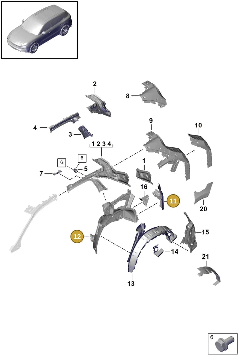 9Y0809852AY — Porsche Cayenne (2017-2023) diagram p51801060, position 11+12