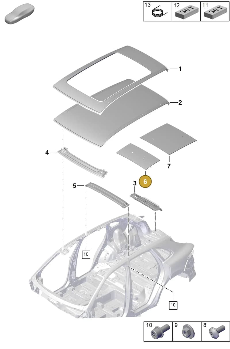 9Y0817119A — Porsche Cayenne Coupe (2023-2023) diagram p60801450, position 6