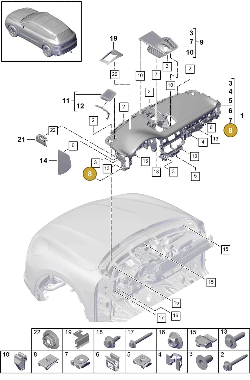 9Y0820701DG0B — Porsche Cayenne (2017-2023) diagram p51809000, position 8