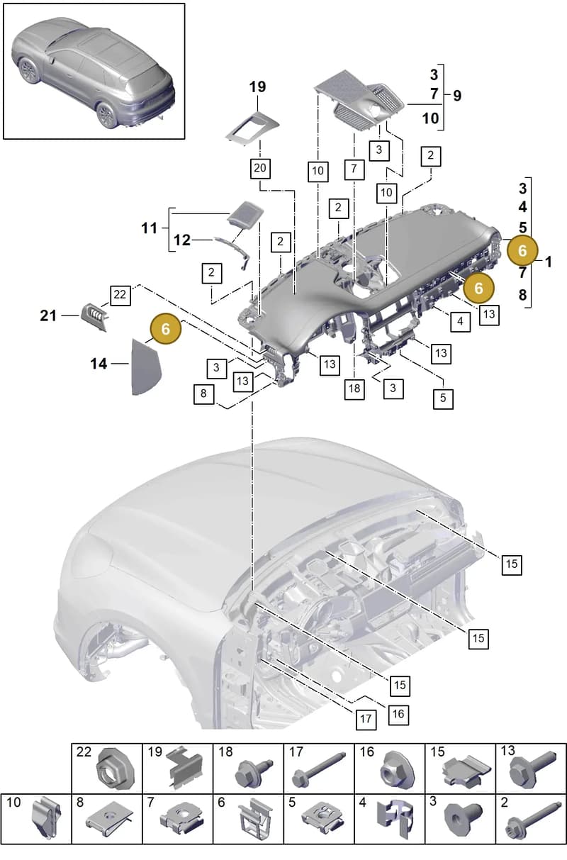 9Y0820951G0B — Porsche Cayenne (2017-2023) diagram p51809000, position 6