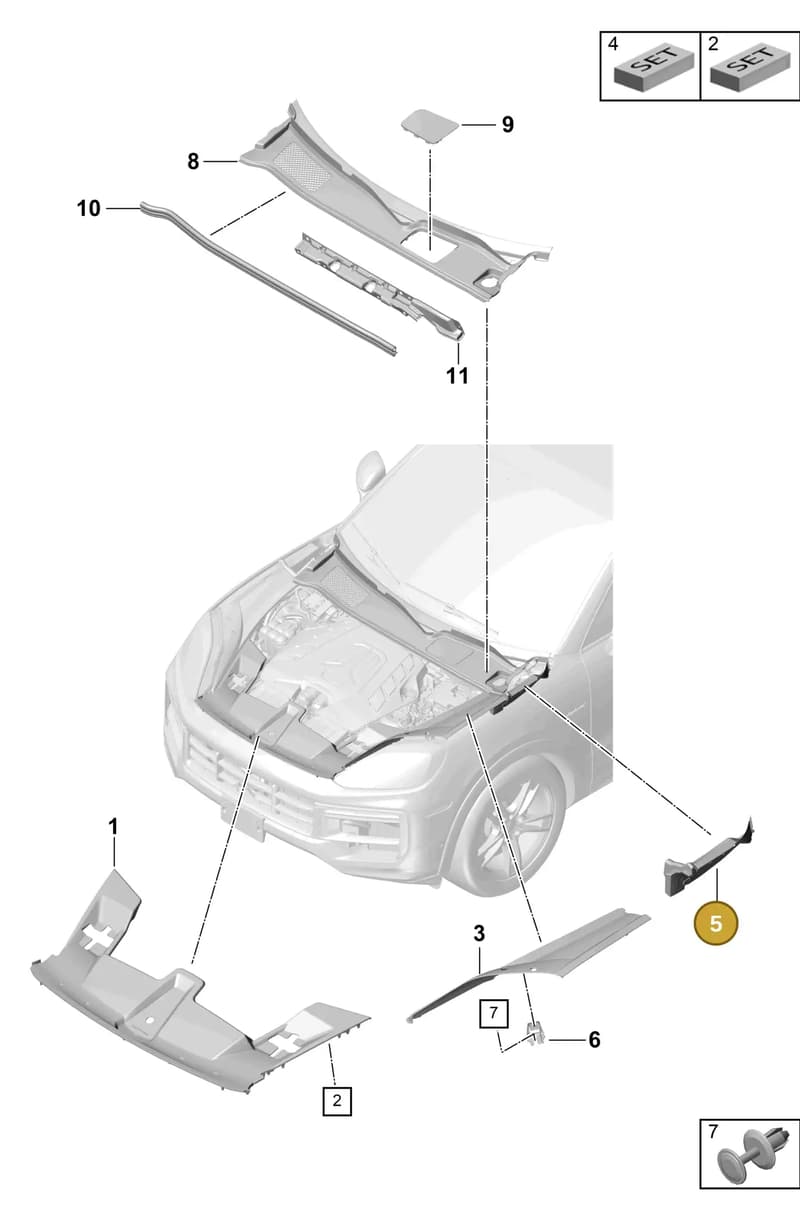 9Y0821169D — Porsche Cayenne Coupe (2023-2023) diagram p60807070, position 5