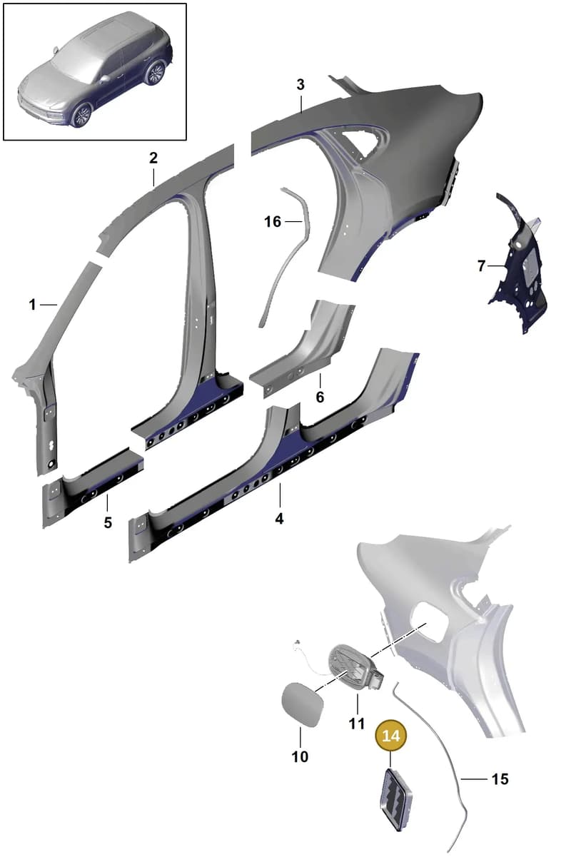 9Y0825213 — Porsche Cayenne (2017-2023) diagram p51801070, position 14