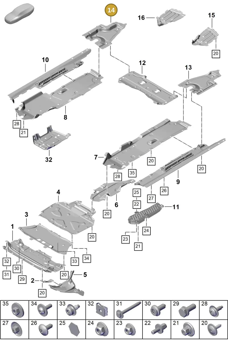 9Y0825214B — Porsche Cayenne Coupe (2023-2023) diagram p60801700, position 14